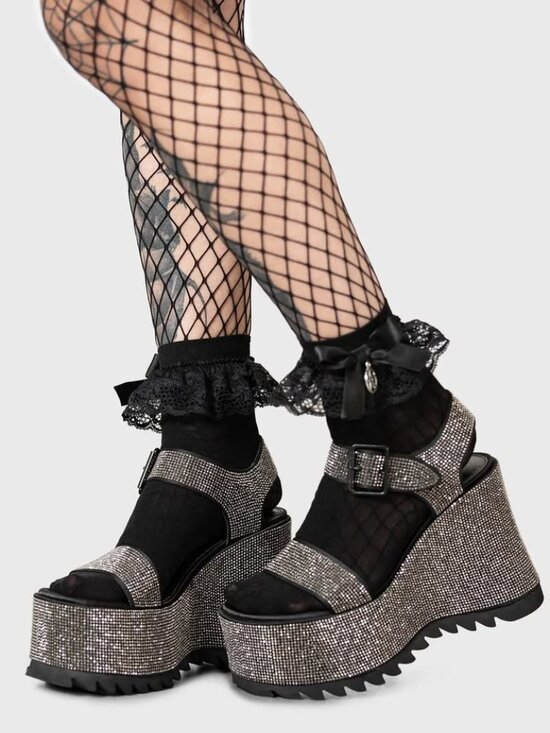 Killstar Shoes - KILLSTAR Night Queen Statement Diamanté Platform Sandal